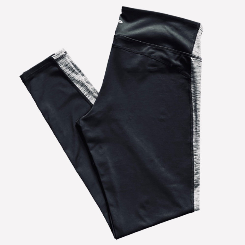 Champion Premium Duo Dry Fitted Leggings with Side Stripe | Black/Gray | L